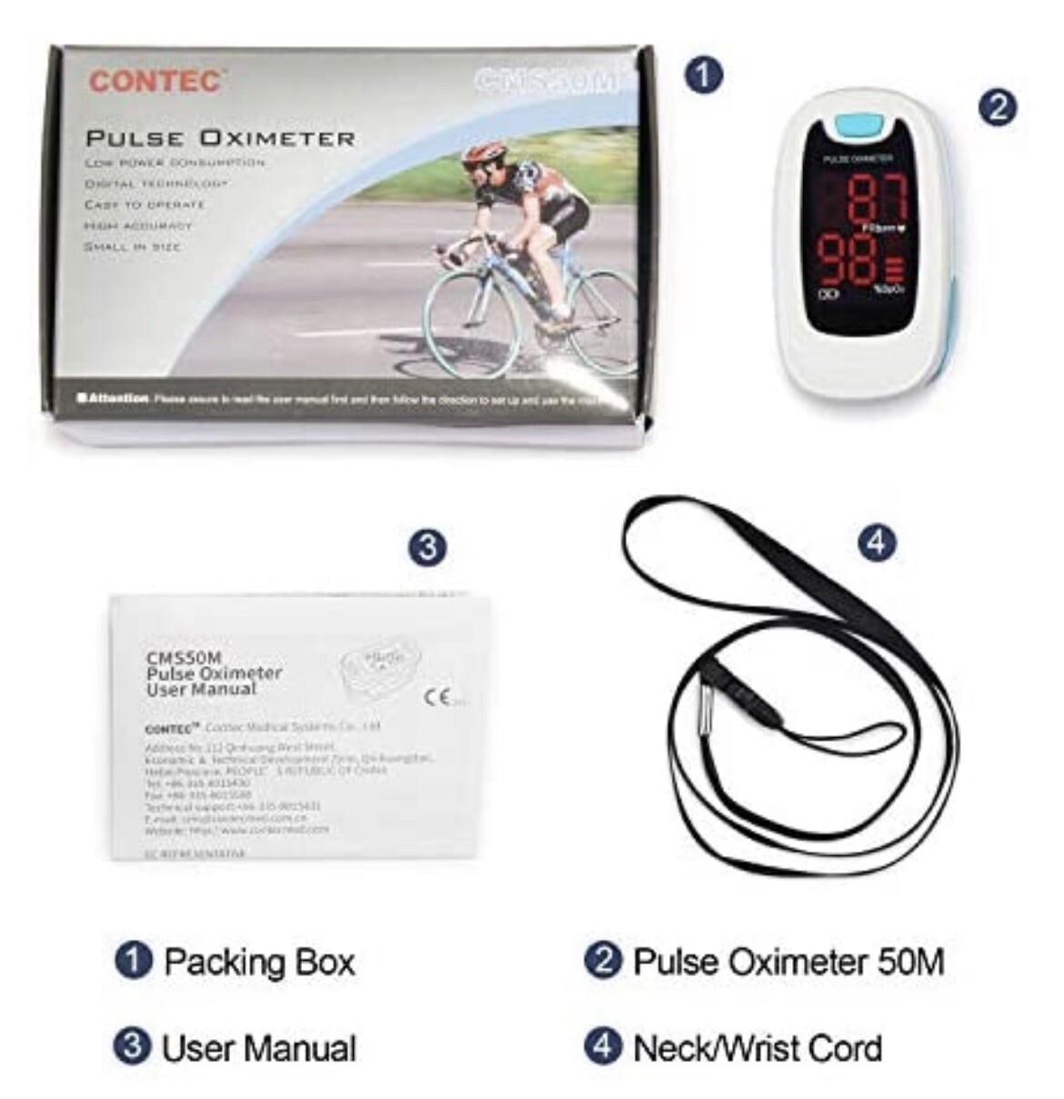 LED Finger tip Pulse Oximeter Blood Oxygen meter SpO2 Heart Rate Monitor CMS50M