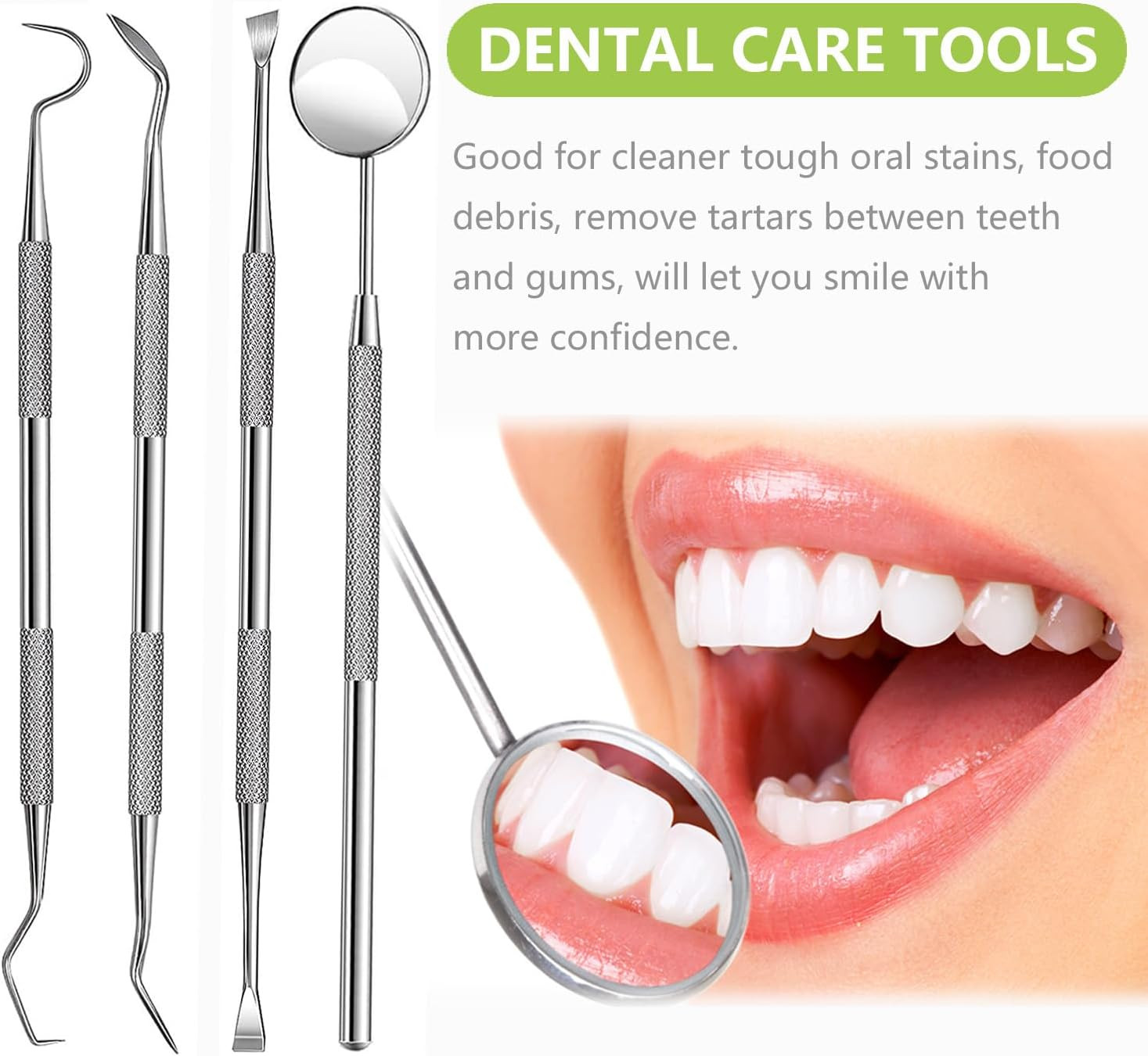 Dental Tools, Professional Teeth Cleaning Oral Care Hygiene Kit, Stainless Steel