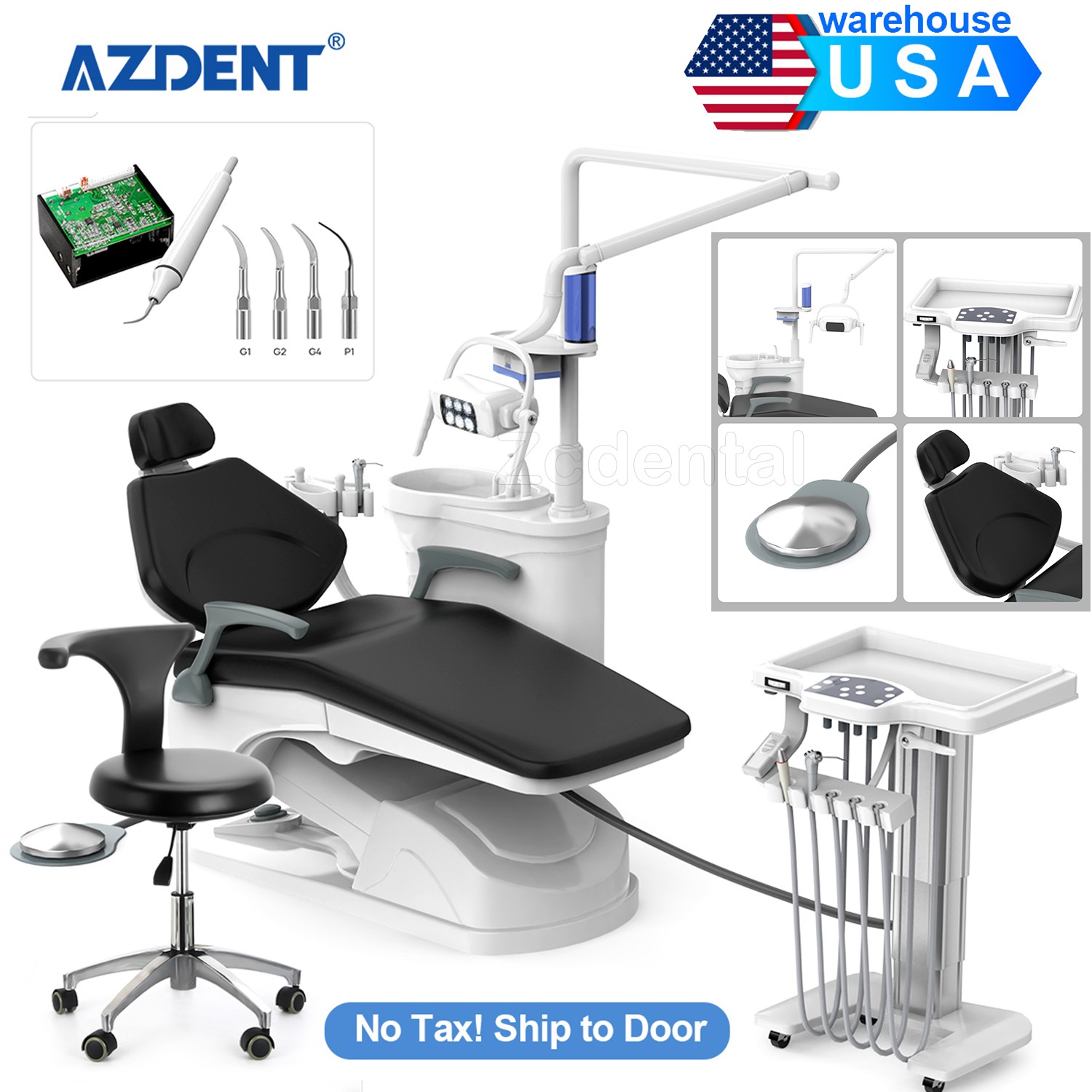 Dental Unit Chair Computer Controlled DC Motor Ceramic spittoon +Doctor Stool US