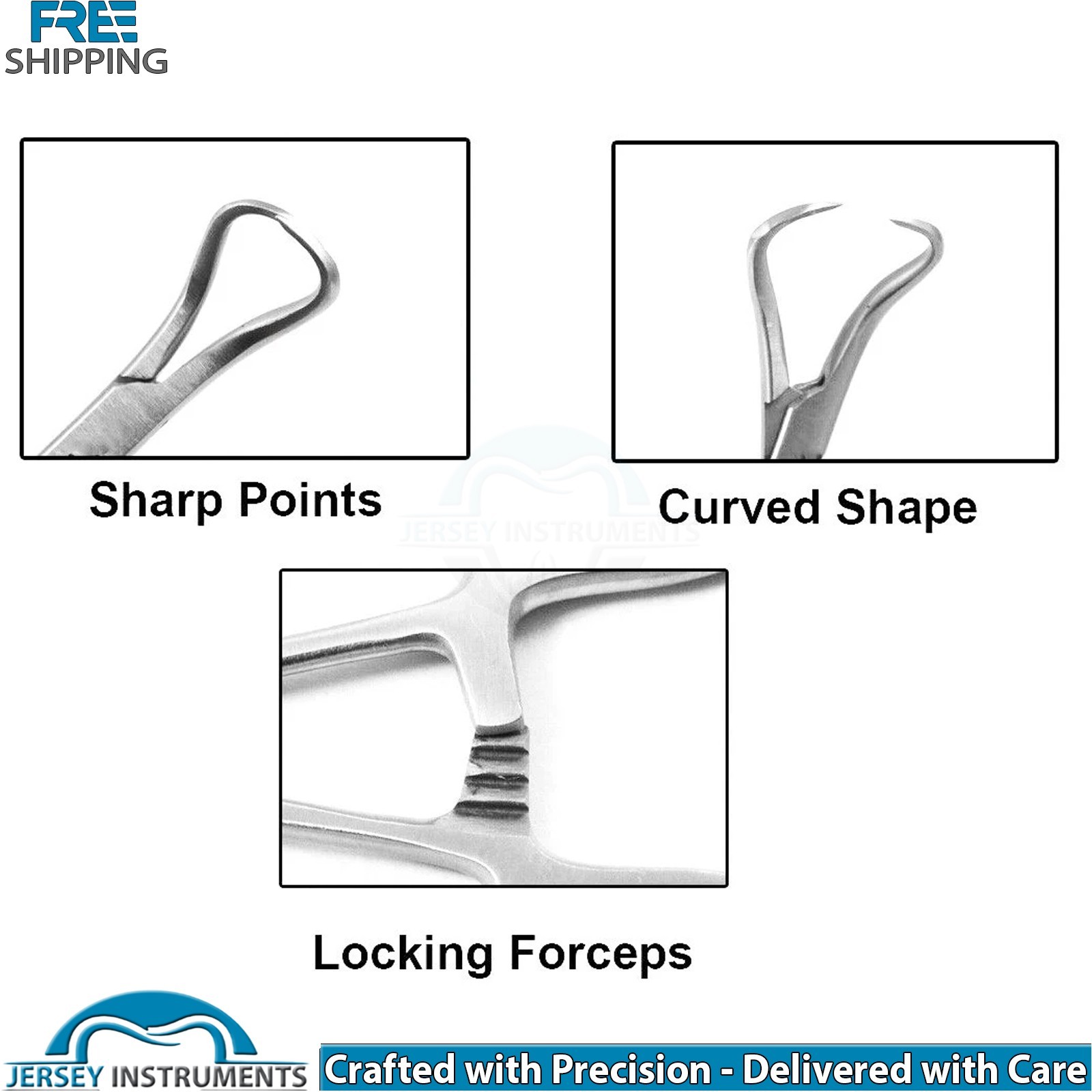 3 Pieces Backhaus Towel Clamp Forceps 13.5cm Surgical Dental Veterinary Tools CE