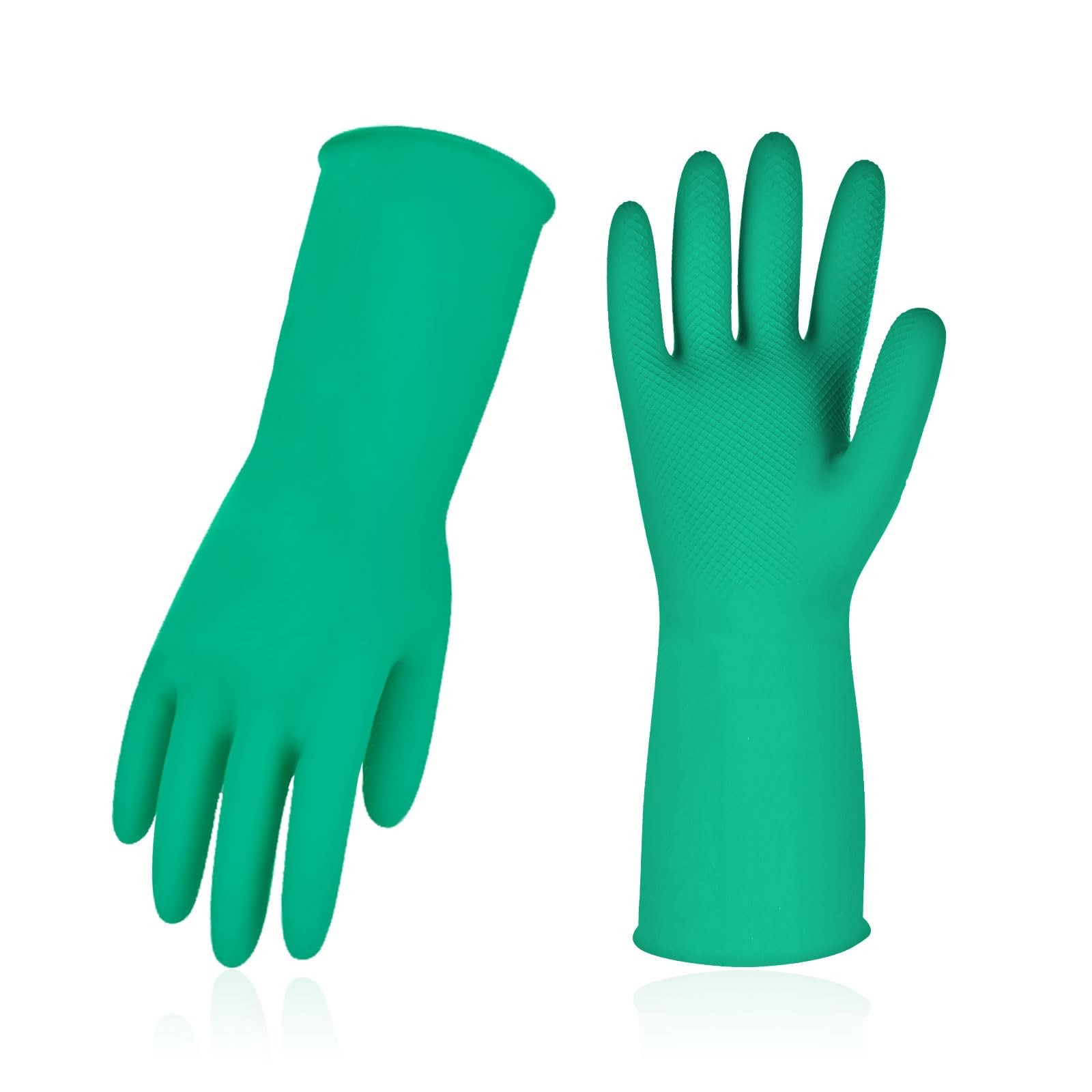 Reusable Rubber Dishwashing Gloves, Extra Thick, Long Sleeve, Size XL, Green