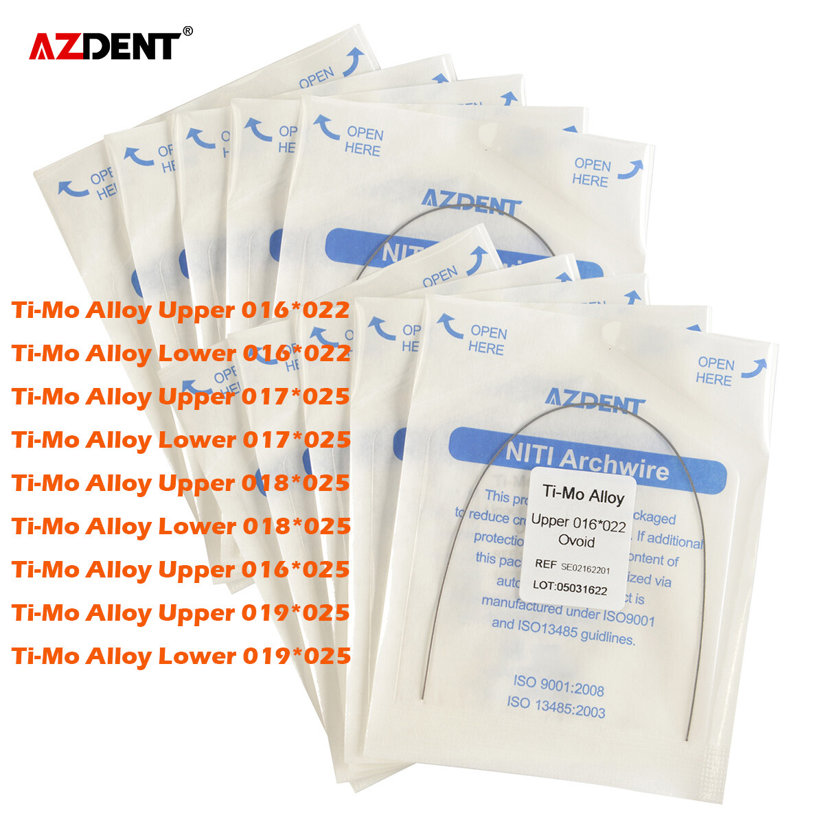 Dental Orthodontic TMA Beta Ti-Mo Arch Wires Ovoid Rectangular AZDENT