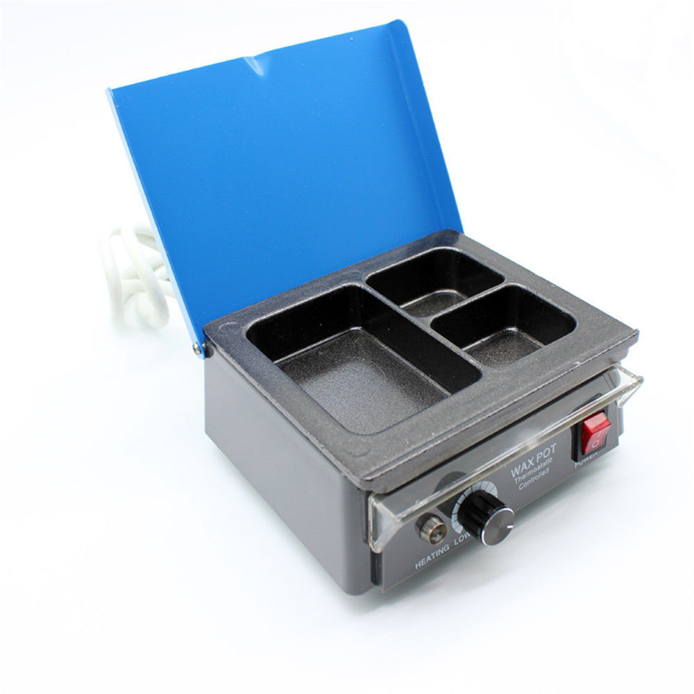 Dental 3 Well Analog Wax Melting Dipping Pot Heater Melter Lab Equipment AC 100V