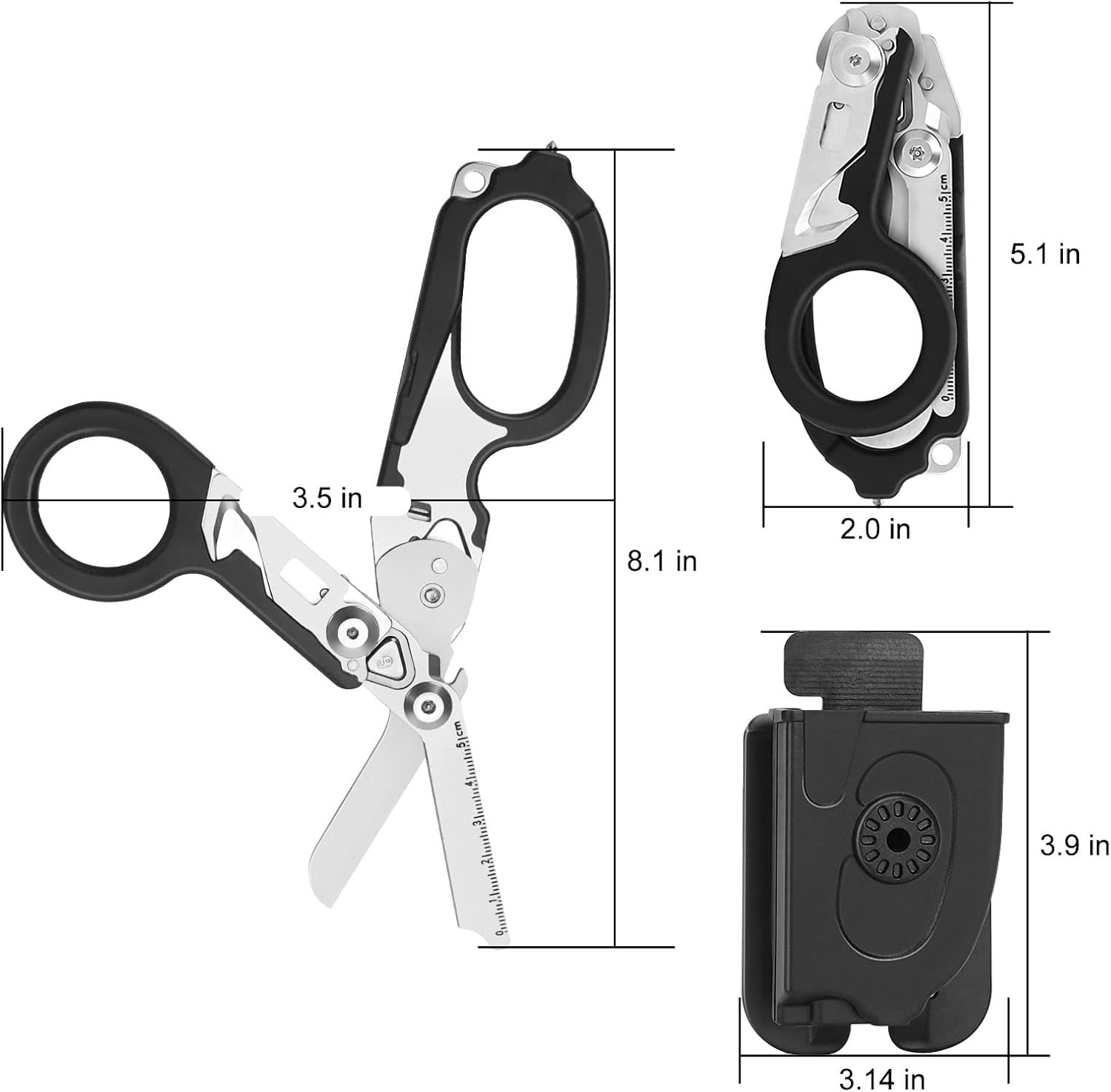 6 in 1 Multi-function Foldable Trauma Shears with Compatible Holster, Outdoor Ca