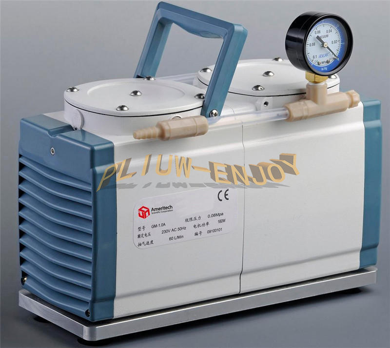 1PCS New 60L/min Oil Free Diaphragm Vacuum Pump Adjustable Double Pump Head