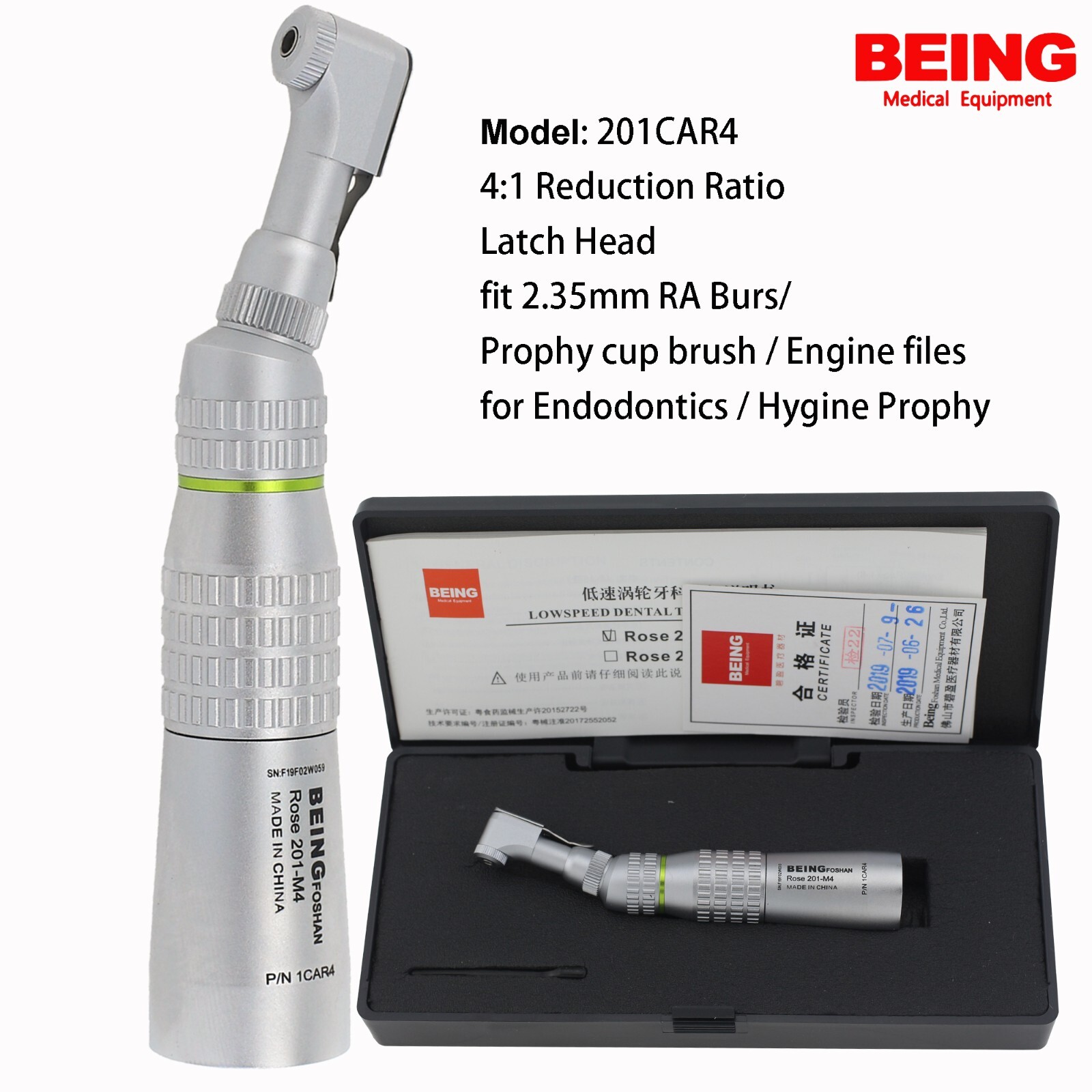 BEING Hygiene Prophy Handpiece Endo 4:1 Contra Angle Low Speed 1:1 NSK EC EX-5B