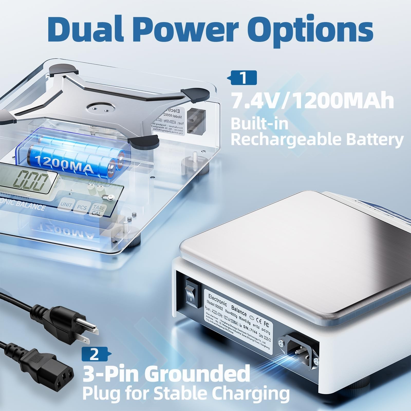 High Precision Digital Lab Scale 5000g, 0.01g Accuracy, LCD Display, 7 Units for