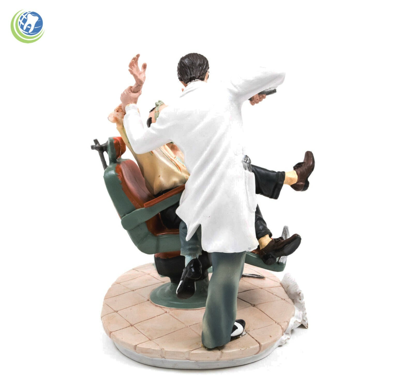 Decorative Figurine Statue of Male Brunette Dentist Performing an Extraction 3D