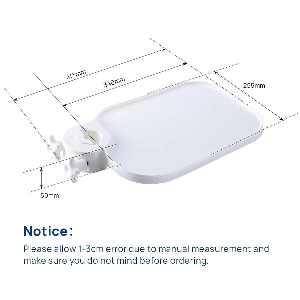 Universal Plastic Post Mounted Shelf Square Tray Adjustable for Dental Chair