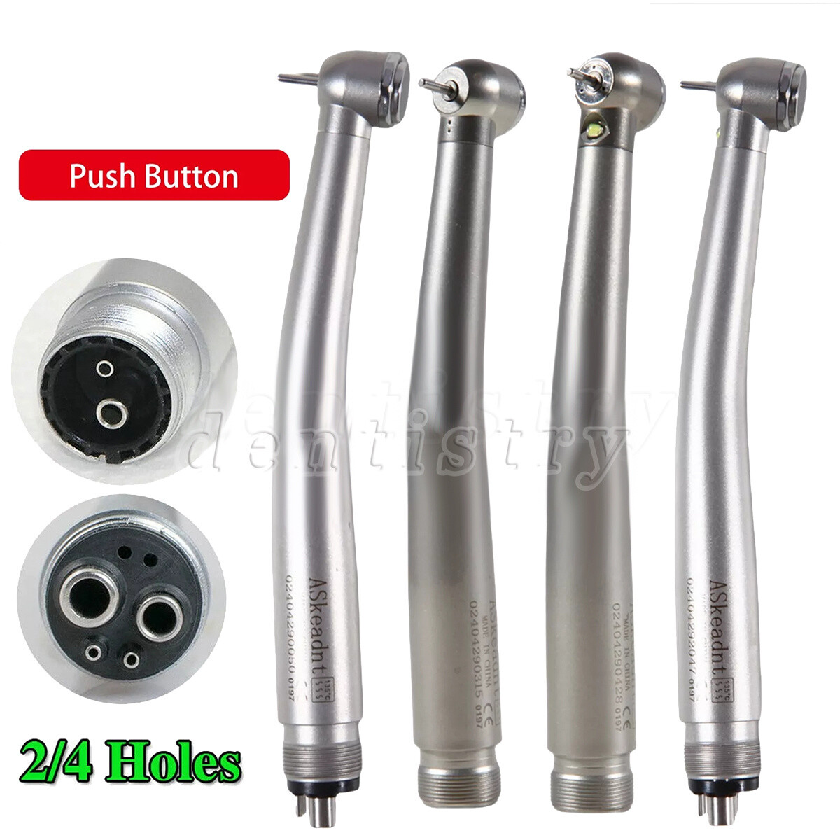 Dental (LED Optic E-generator) Denshine Handpiece High Speed Turbine 2/4Hole USA