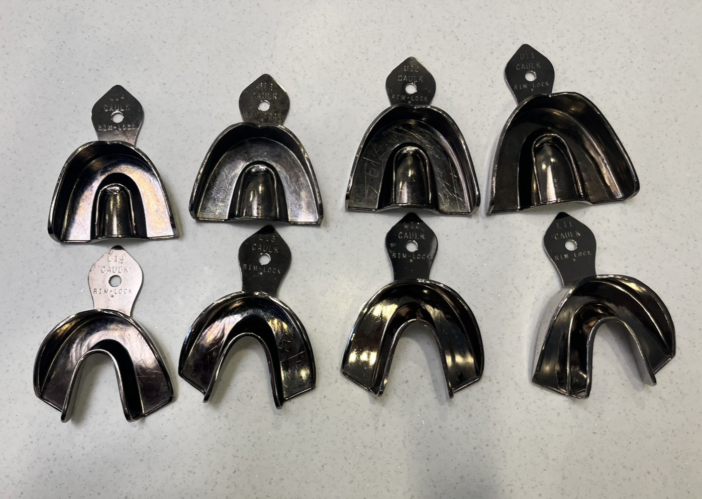 Caulk Rim-Lock Dental Impression Trays Full Set Upper & Lower Sizes 11 12 13 14