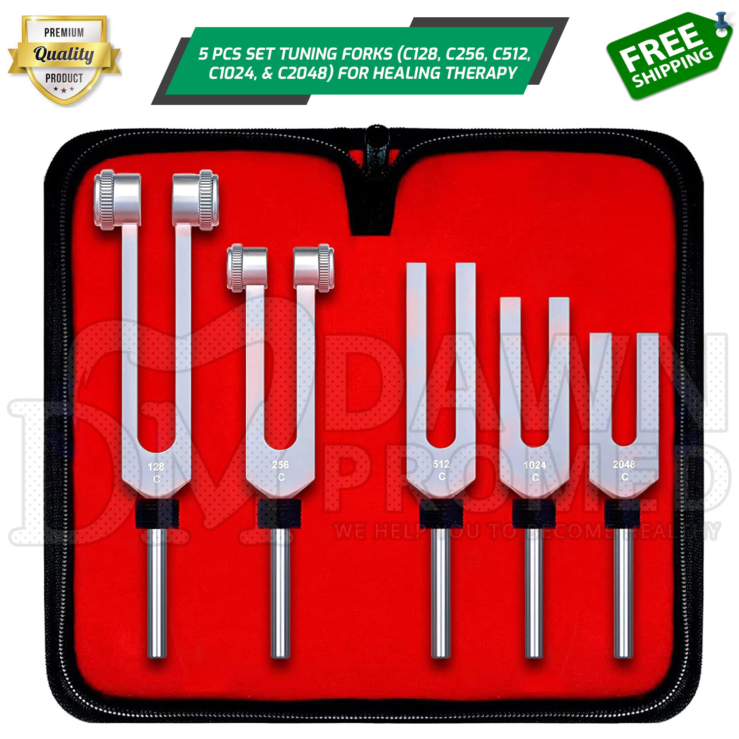Tuning Fork Set of 5 for Healing Therapy Medical Surgical Diagnostic Instruments