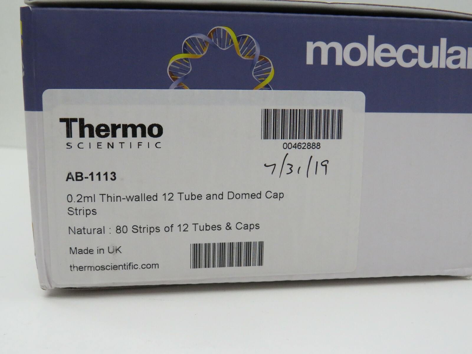 (80) Thermo Scientific AB-1113 Thin-Walled 12 Tube & Domed Cap PCR Strips 0.2ml