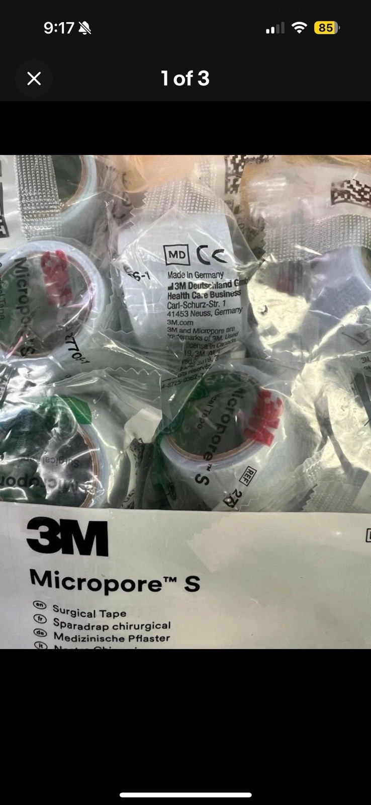 3M MICROPORE S REF277OS-1. 1.0in x 1.5 YD. EXP.2024/11. LOT OF 100