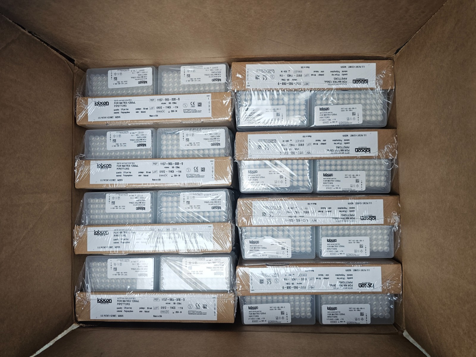 Labcon 1250µL Sterile Aerosol Pipette Tips Full Case 48 Racks REF 1157-965-008-9