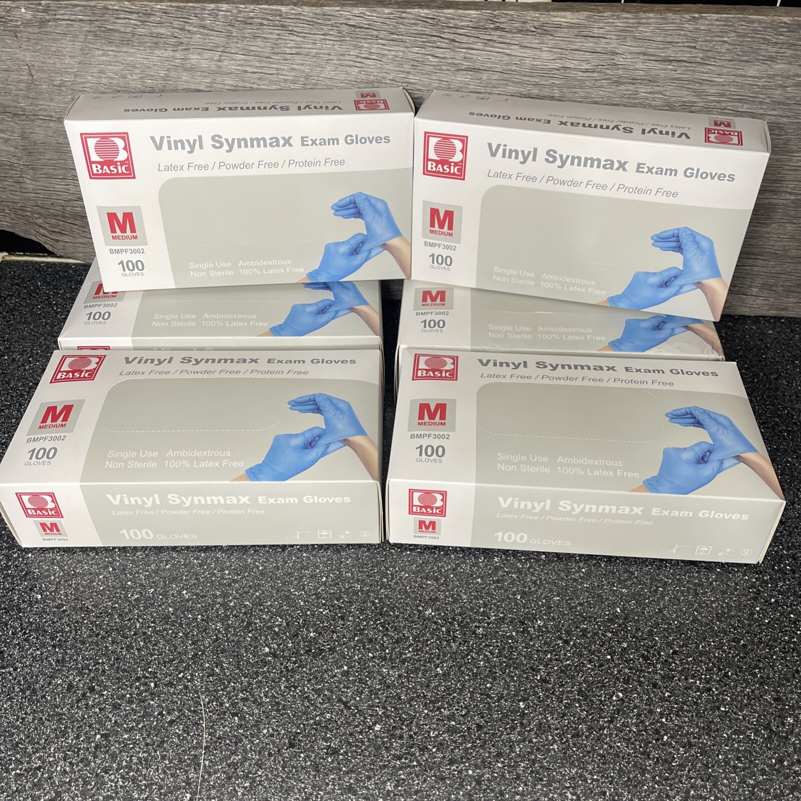 Basic BMPF-3002 Synmax Synthetic Medium Vinyl Exam Glove – 600 – 6 Boxes