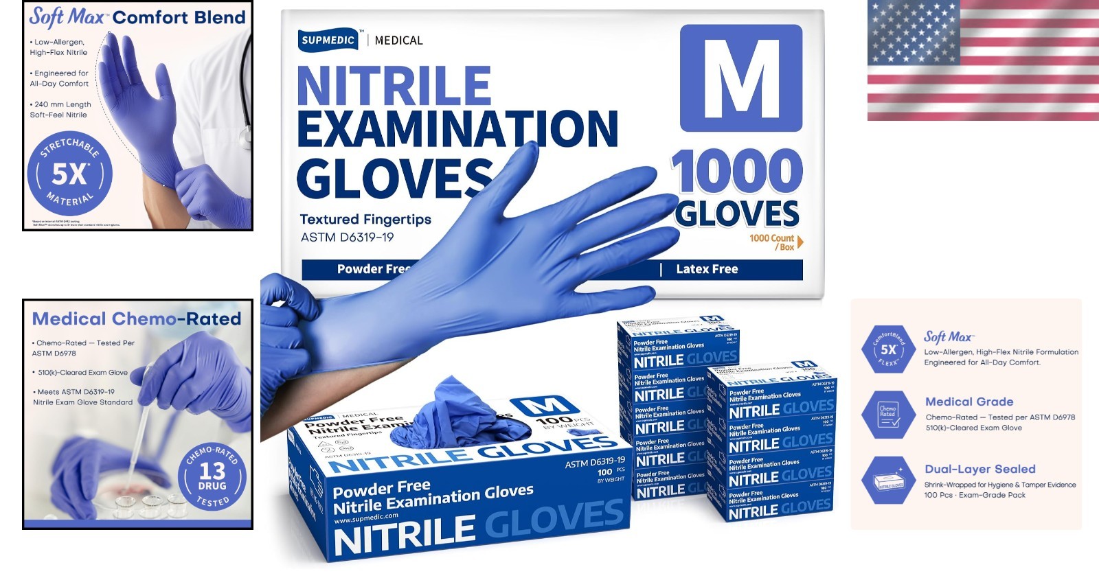 Allergy-Free Nitrile Gloves, Food Safe, Disposable (1000 Ct)