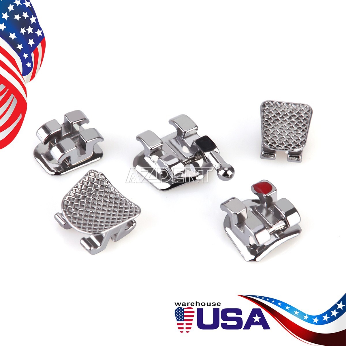 200 Pack AZDENT Dental Orthodontic Bracket Braces Mini Roth Slot.022 Hooks 3-4-5