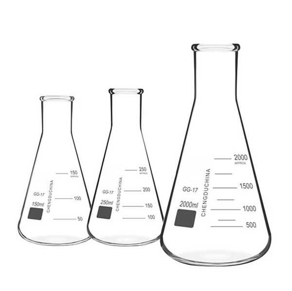 50ml-2000ml Transparent Erlenmeyer Conical Flask Chemistry Laboratory Glassware