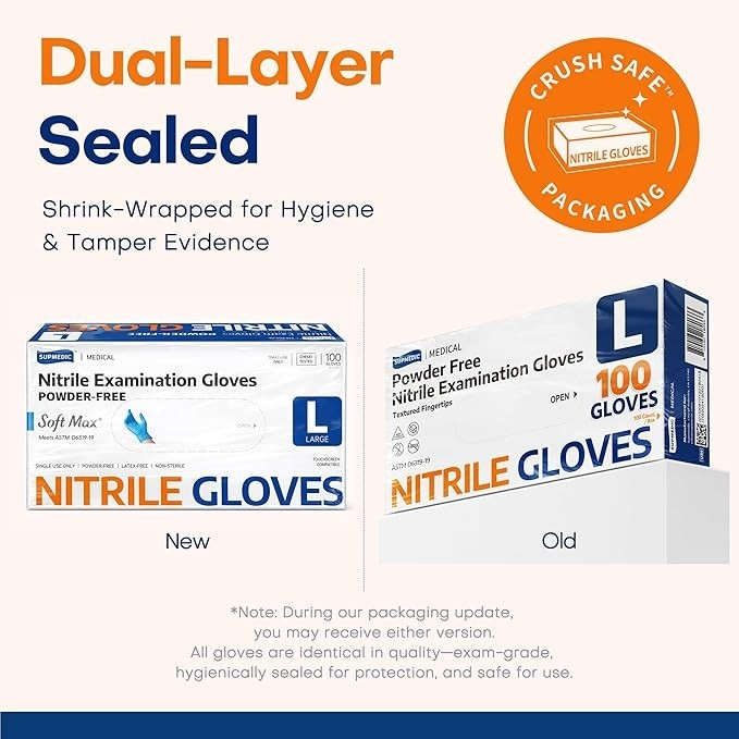 Medical Soft Max™ Nitrile Exam Gloves, 100 Count Latex-Free Powder-Free Non-Ster