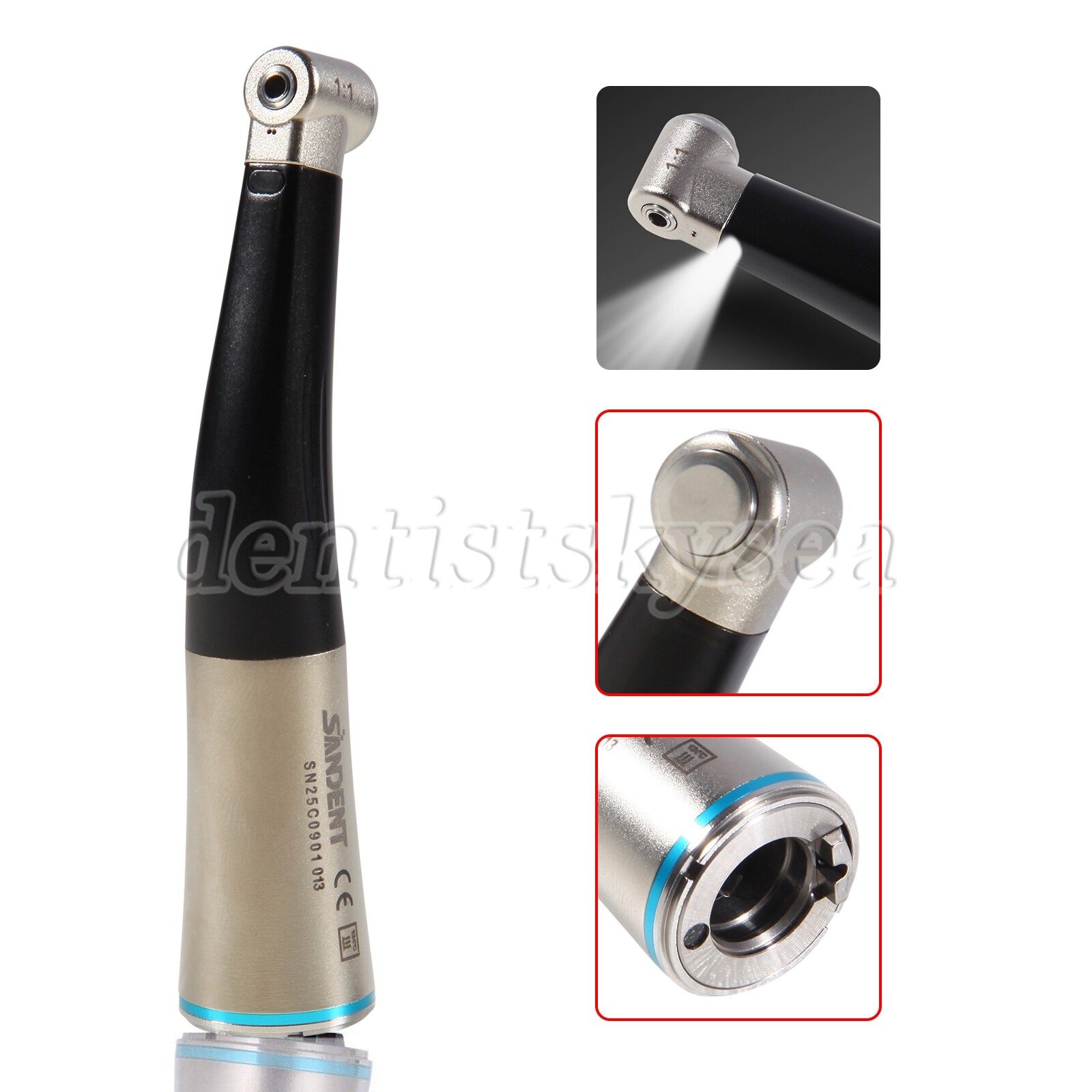 1/5/10Pcs NEW Dental 1:1 Contra Angle Fiber Optic LED Low Speed Handpiece