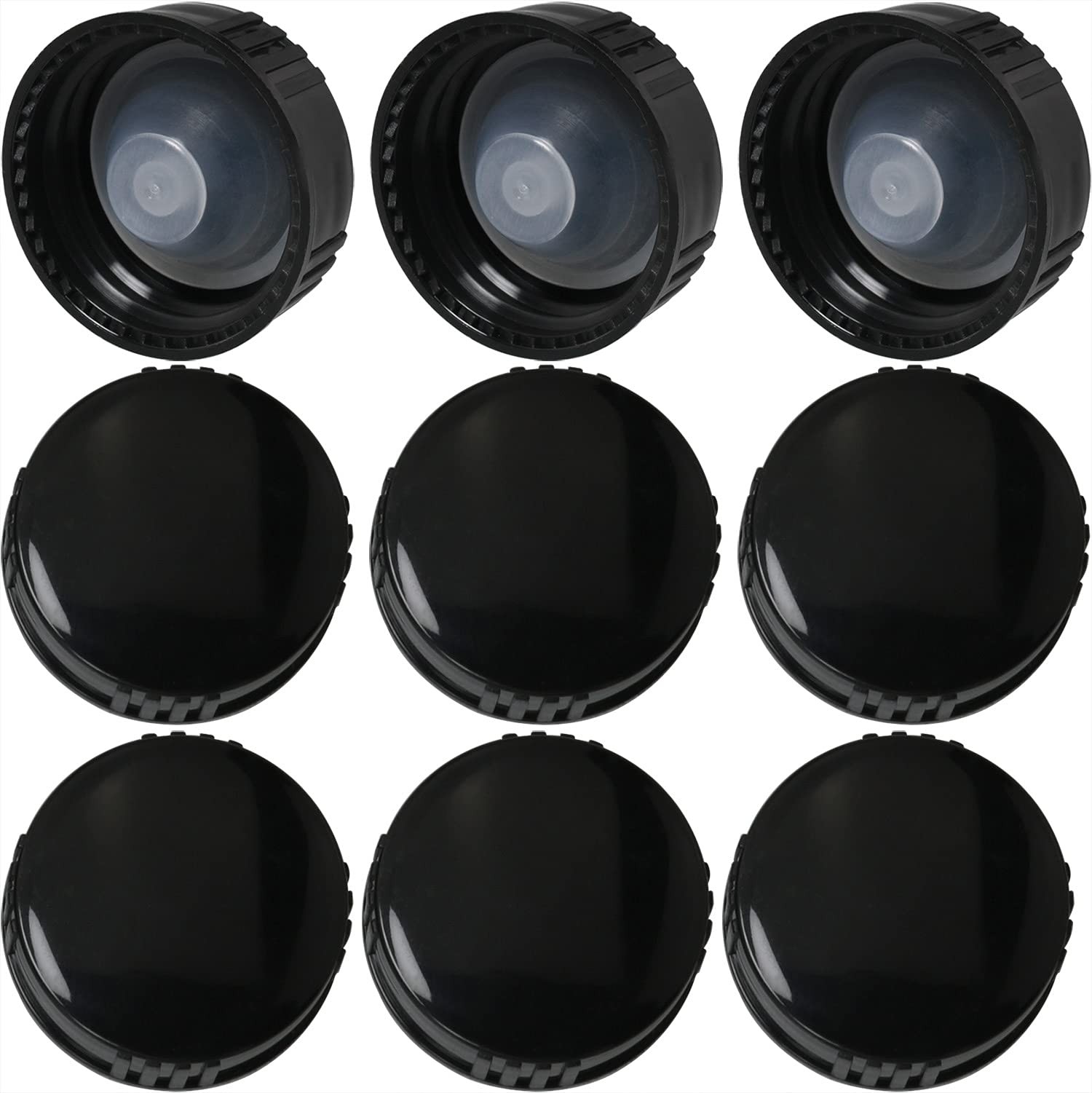 MEETOOT 12pcs Phenolic Resin Cover 28mm Black Poly Seal Screw Caps for black