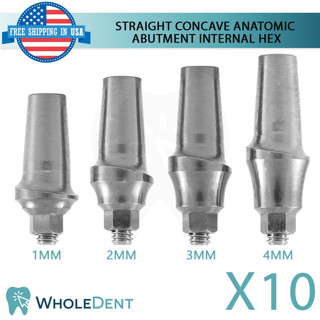 10x Straight Anatomic Concave Abutment Int Hex 2.42mm Dental Instrument Tool