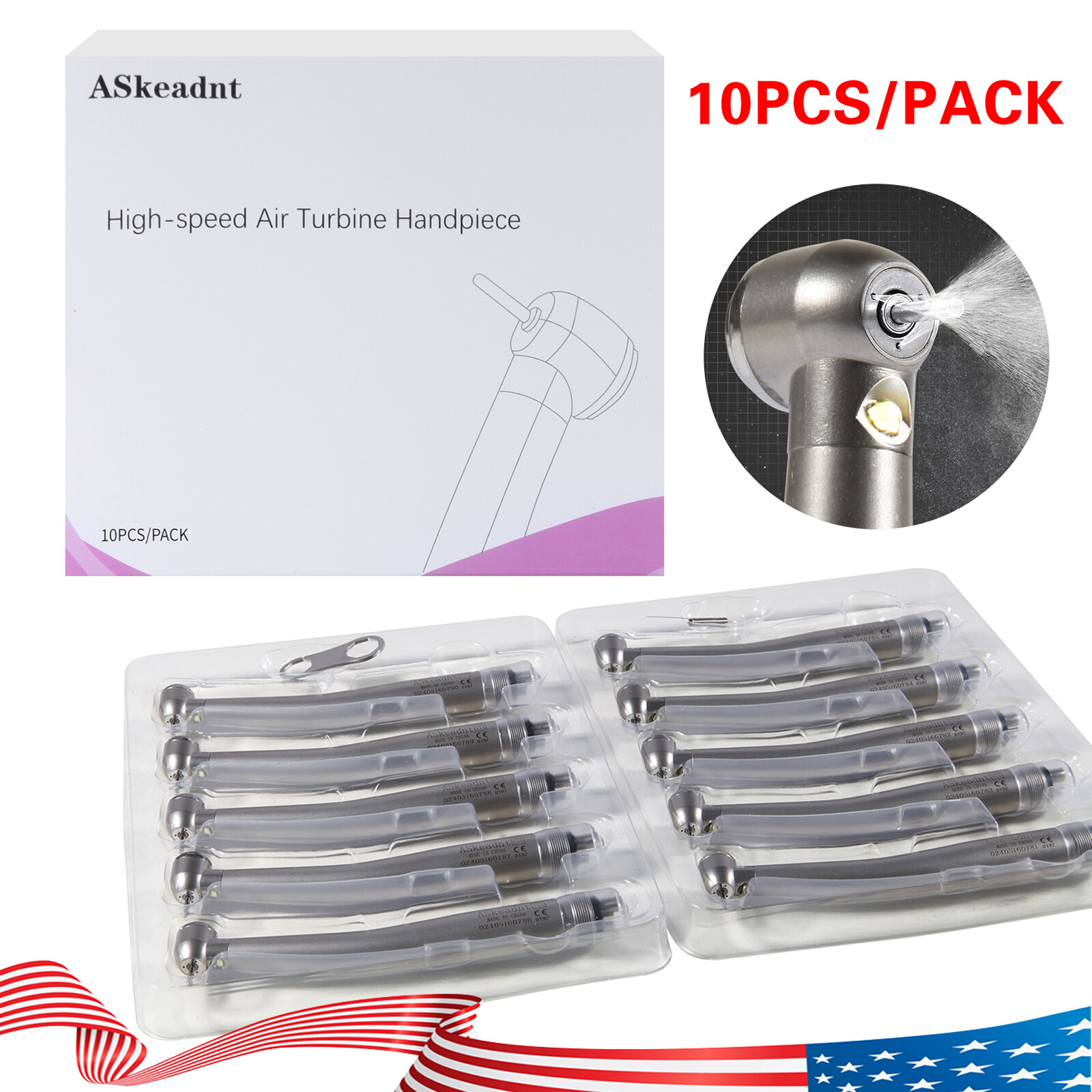 10 PACKS ASkeadnt Dental Turbine High Speed Handpiece