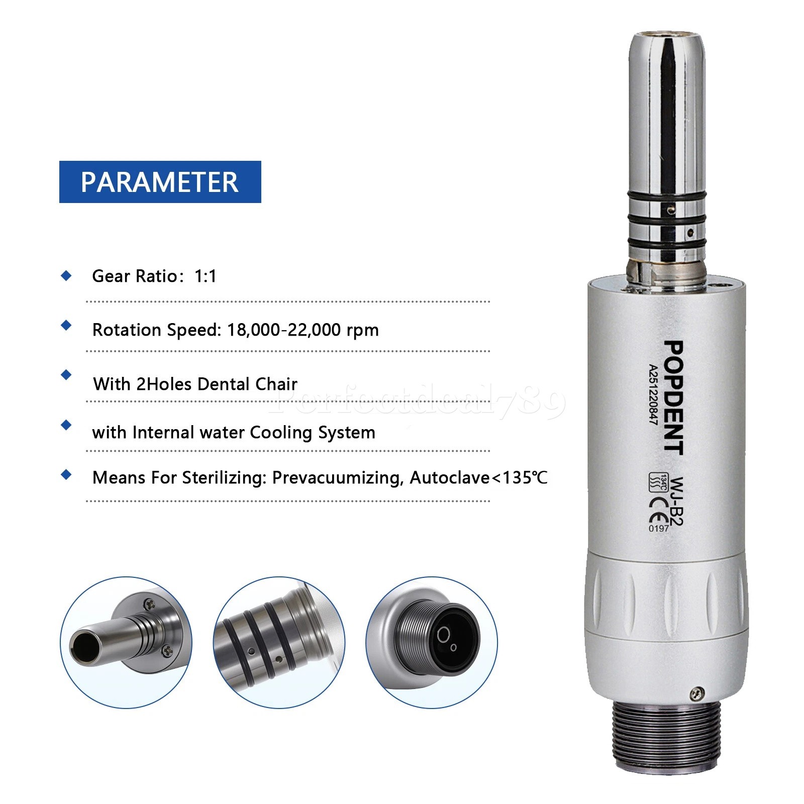 Dental Slow Low Speed Handpiece Push Contra Angle/Air Motor NSK Style 2/4 Holes