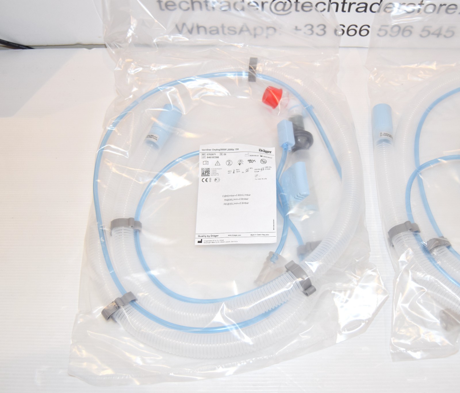 3X Drager Adult Disposable Breathing Circuit Oxylog 2000 / 3000 Ref. 5702871