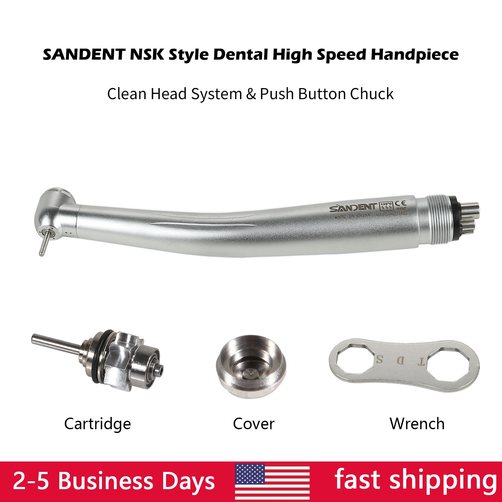 10 SANDENT NSK Style Dental High Speed Handpiece Push Button Standard 4 Hole M4