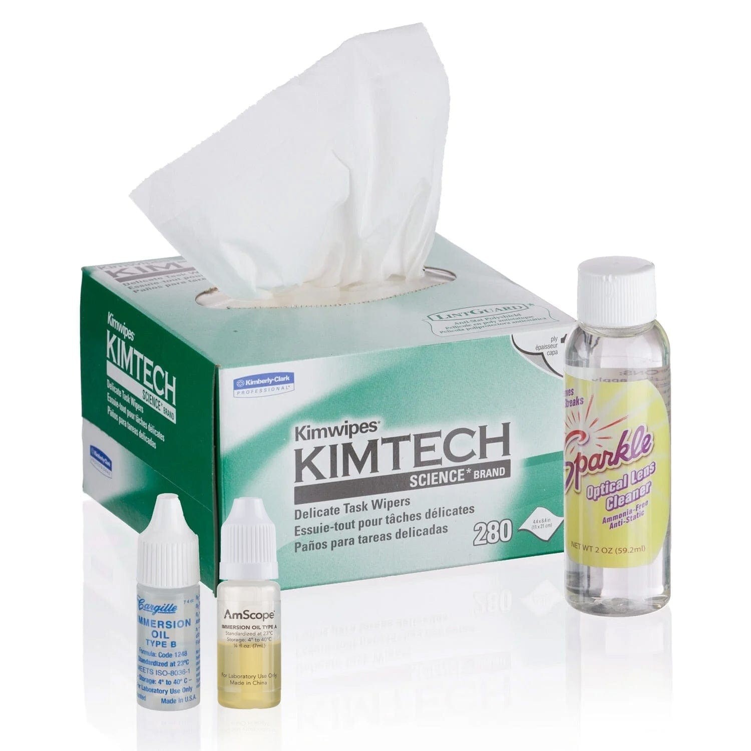 Microscope Operation & Maintenance Kit – Immersion Oil, Wipers & Lens Cleaner