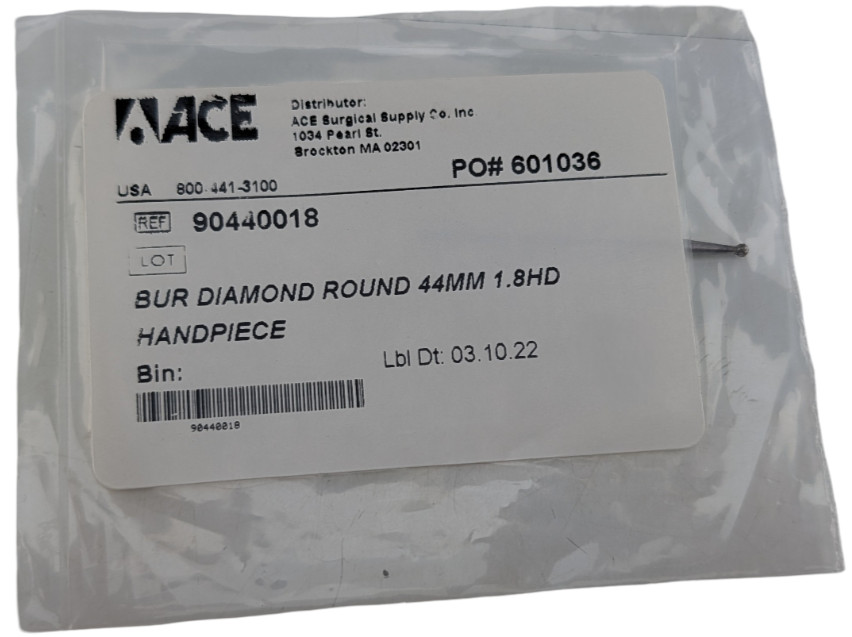 ACE 90440018 Diamond Round Bur #6 44mm 1.8mm HP Handpiece