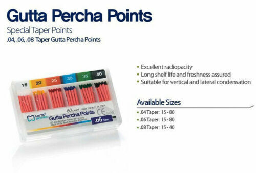Meta Biomed Dental Gutta Percha F1, F2, F3, F4, F5 Taper 60/Pk Endodontic