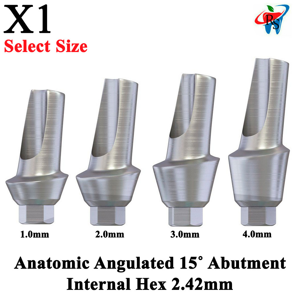 1x Dental Impl ant Anatomic Angulated 15° Abut ment Internal Hex 2.42mm Screw