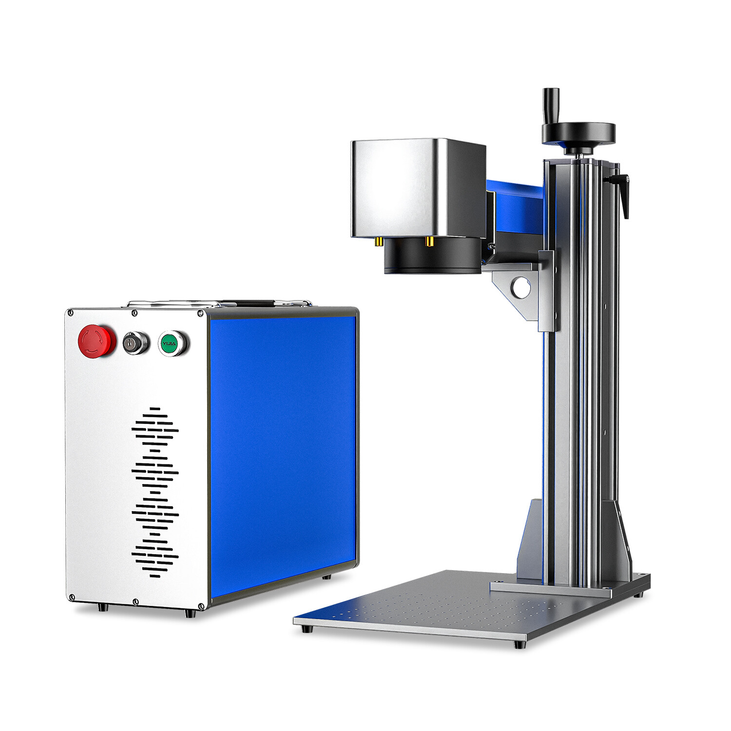 OMTech™️ 50W Max Fiber Laser Marking Engraving Machine 8×8 in with Rotary Axis