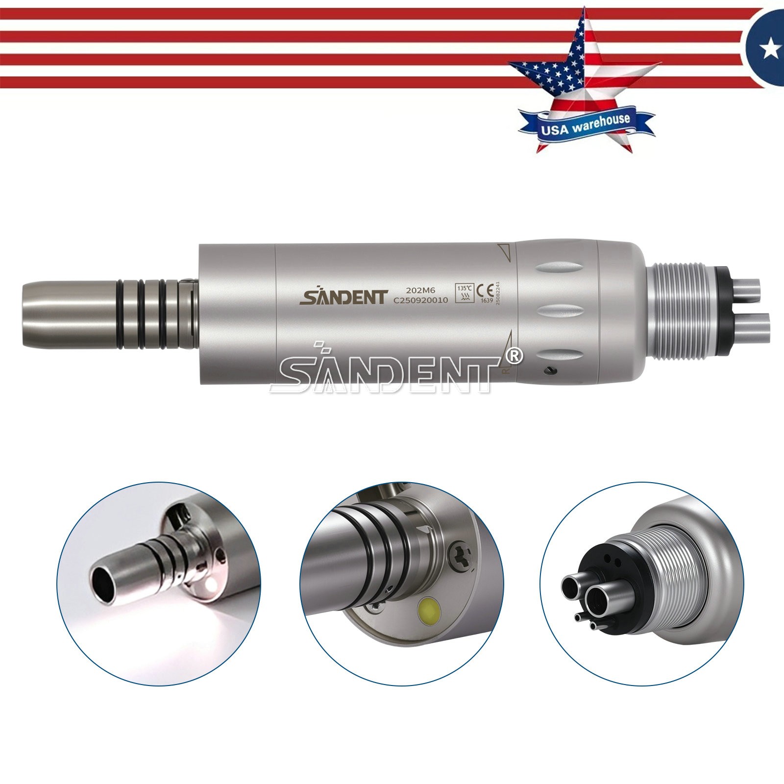 Dental Internal Water Spray Low Speed Air Motor Handpiece 4Hole E-generator LED