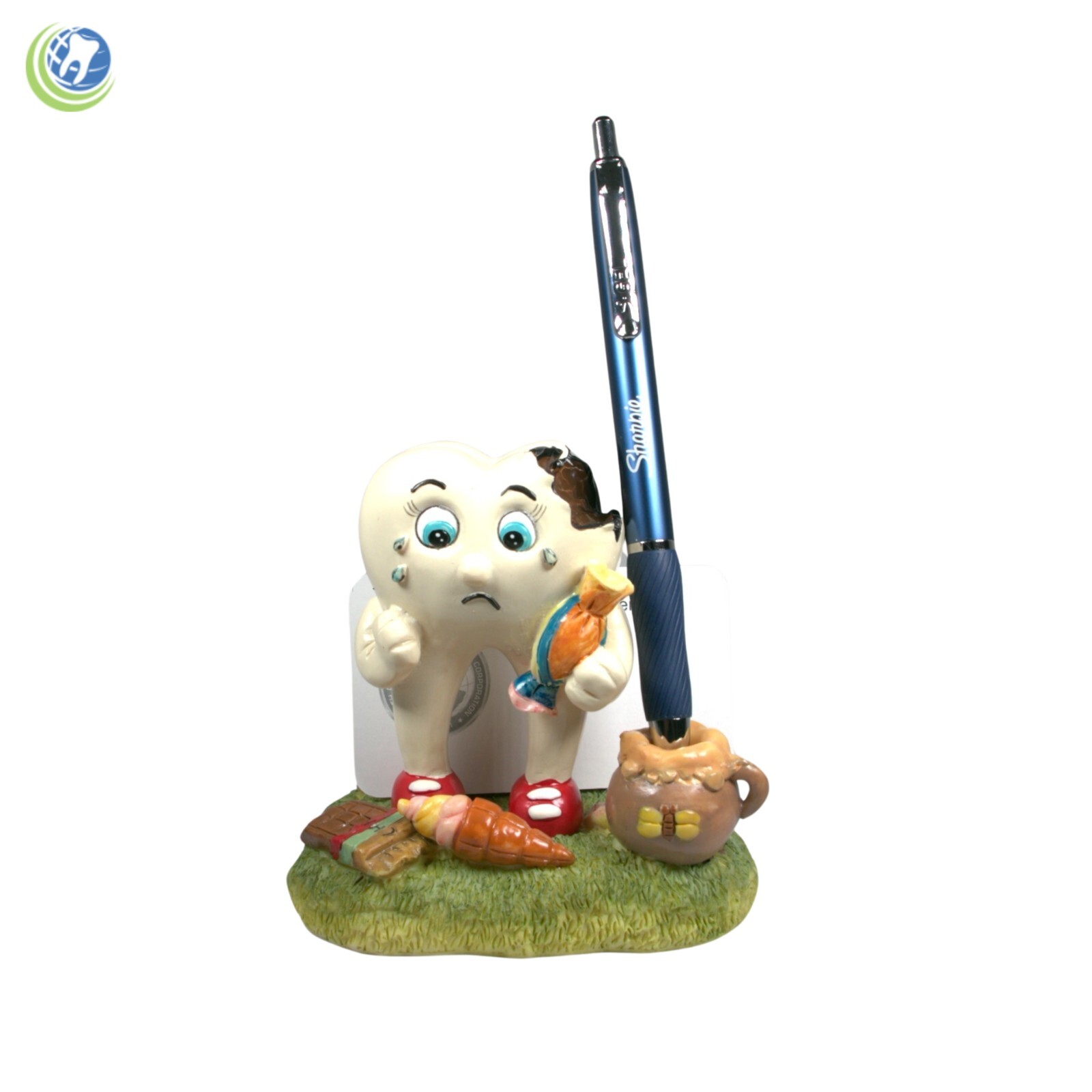 Dental Office Decorative Figurine Card Holder Tooth Molar w/ Cavity Gift Desktop