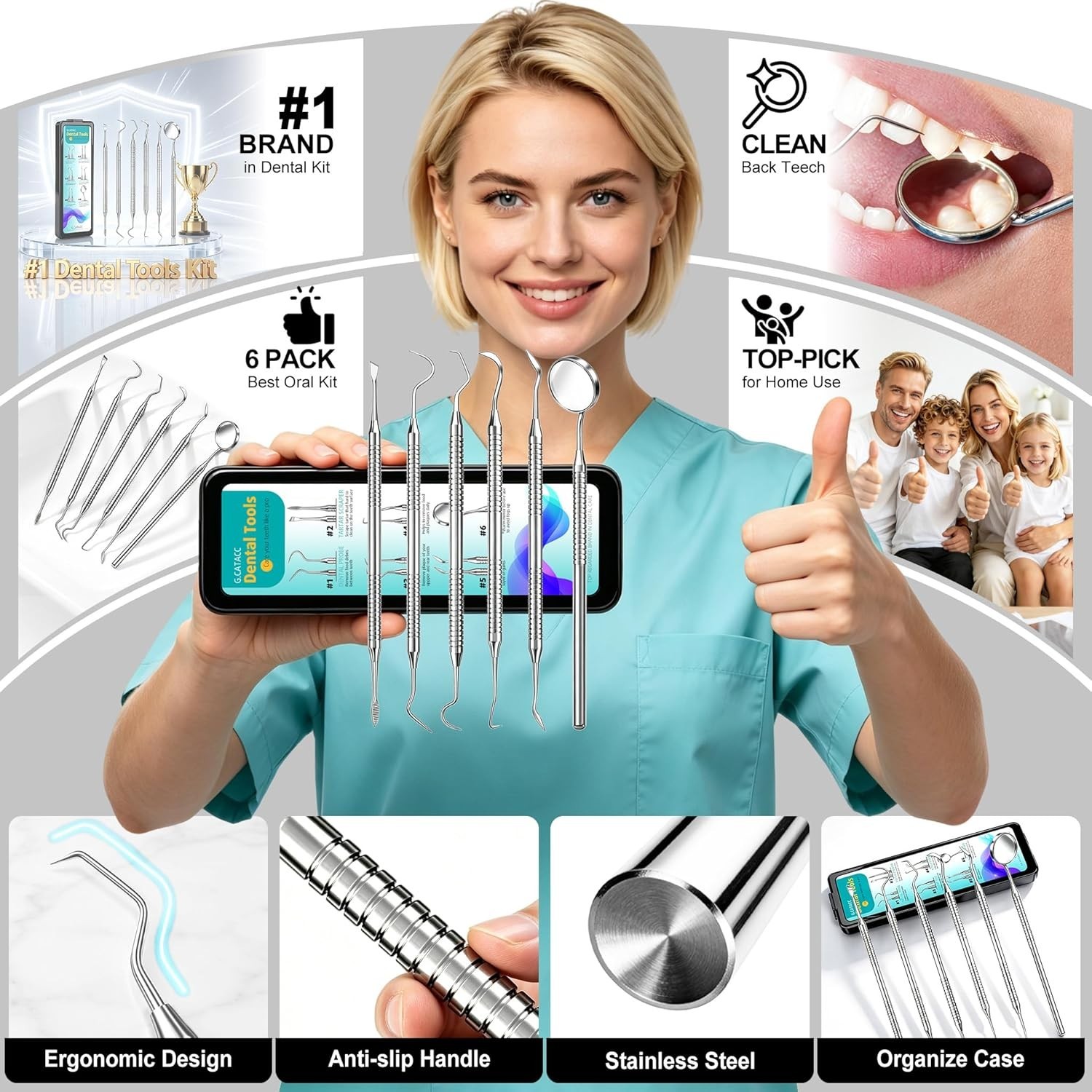 Dental Tools, Dental Pick for Teeth Cleaning, Stainless Steel Hygiene Kit