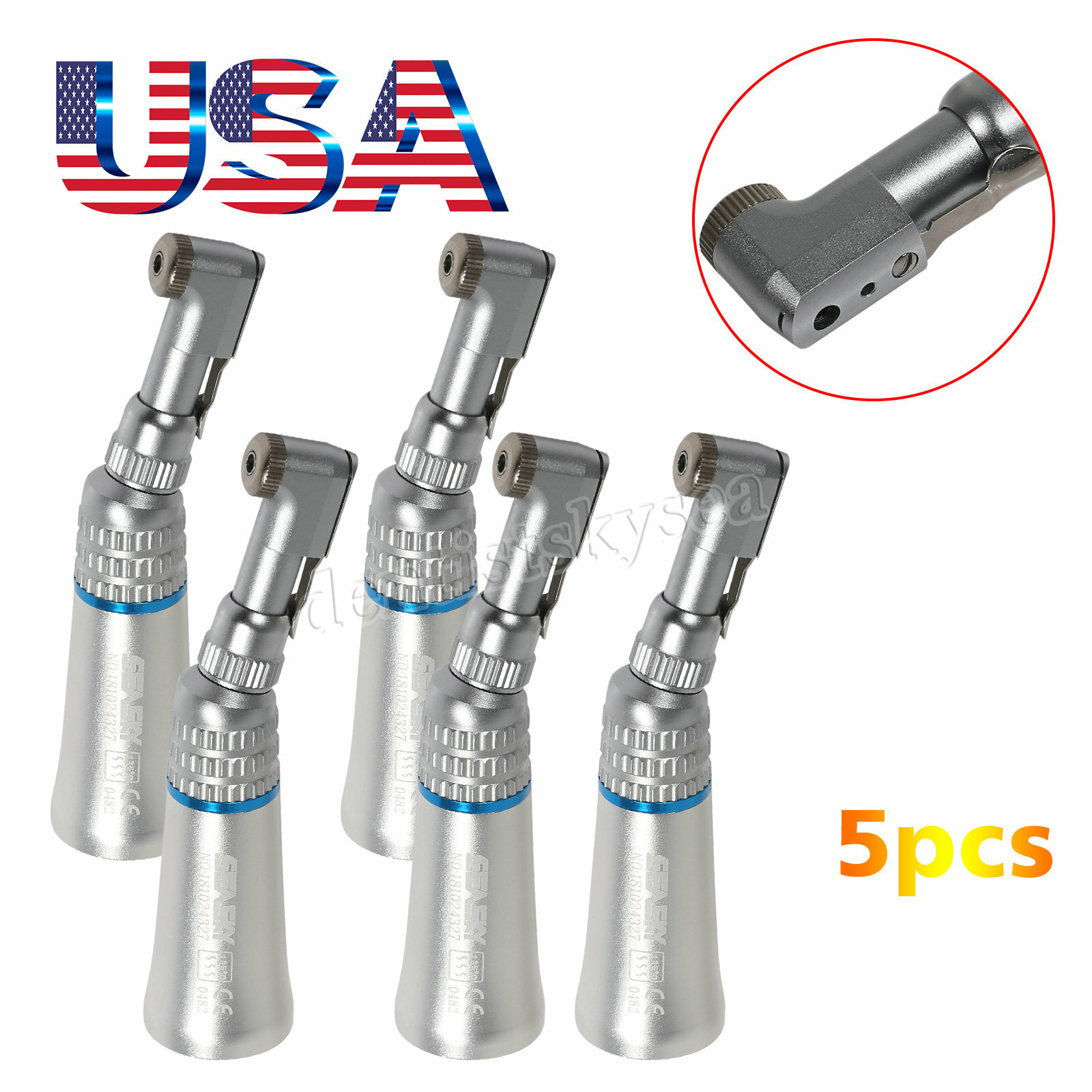 5 PCS NSK Style Dental Slow Low Speed Contra Angle Handpiece E-type Latch Attach