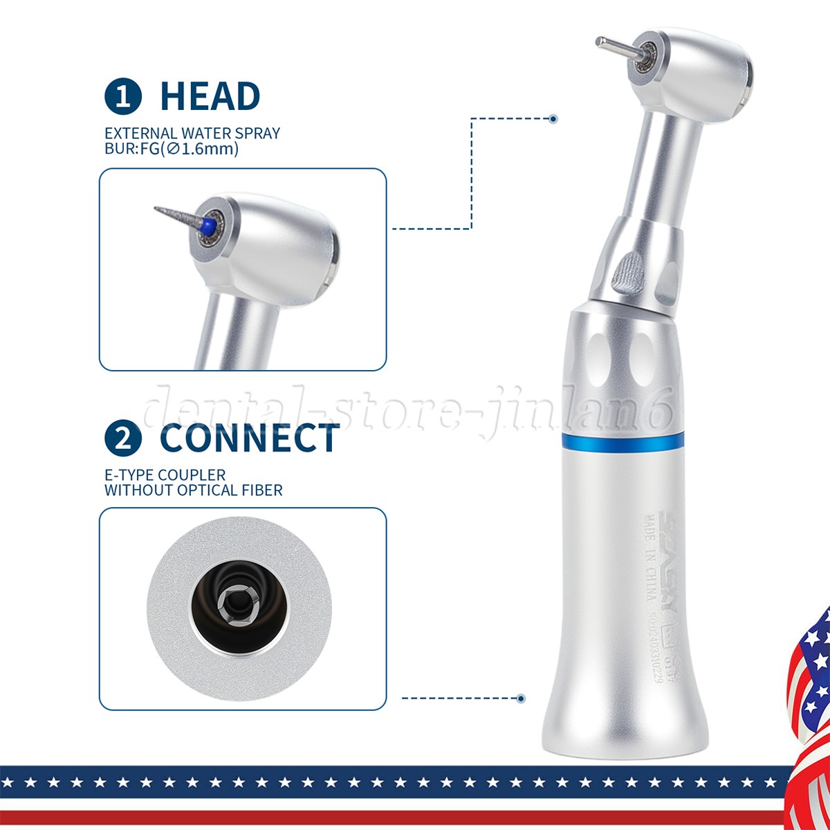 Dental Low Slow Speed Contra Angle Handpiece Fit FG 1.6mm Burs E-type