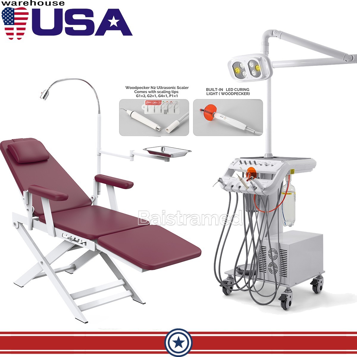 Portable Dental Delivery Unit Air Compressor 4Hole With Surgical LED Lamp /Chair
