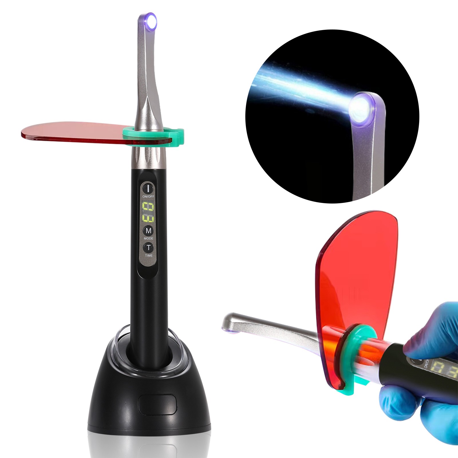 USA Dental iLED Wireless Curing Light 1 Second Curing Lamp 2500mw/c㎡ Black