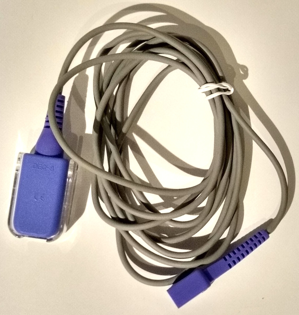 Nellcor DEC-8 8 ft SpO2 Sensor Extension Cable OxiMax Pulse Oximeter 9 Pin Used