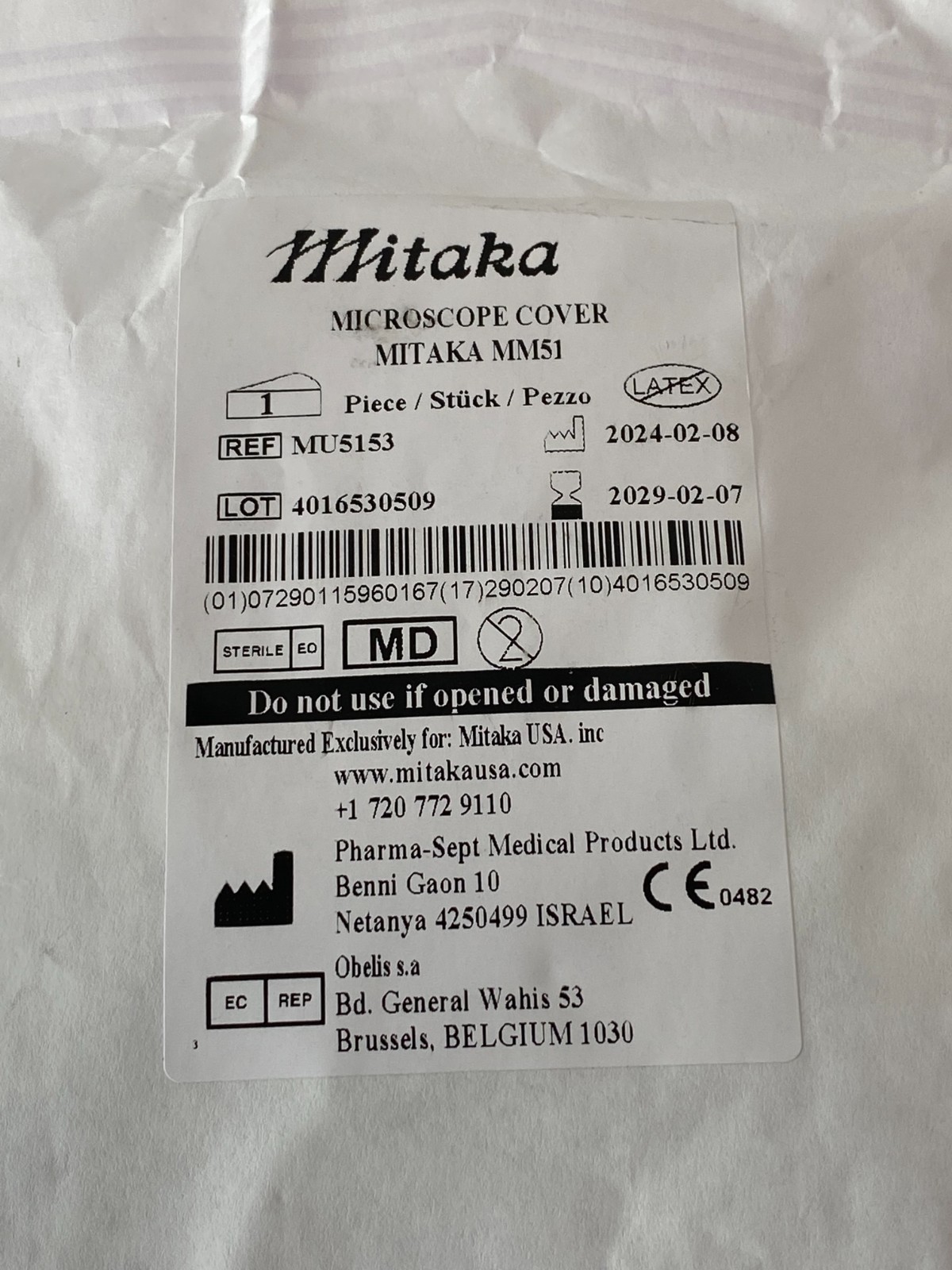 PHARMA-SEPT Microscope Cover Mitaka MM51 MU5153 Exp.2029-02 (*AA30/B36)
