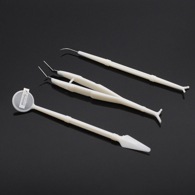 Disposable Dental Examination Kit 3 Pcs Basic Instruments Mirror Tweezer Probe