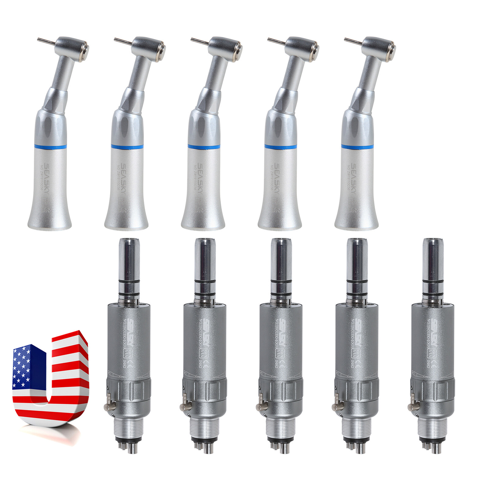FG1.6mm Burs Dental Contra Angle Handpiece Slow Speed 2/4H Air Motor Connector