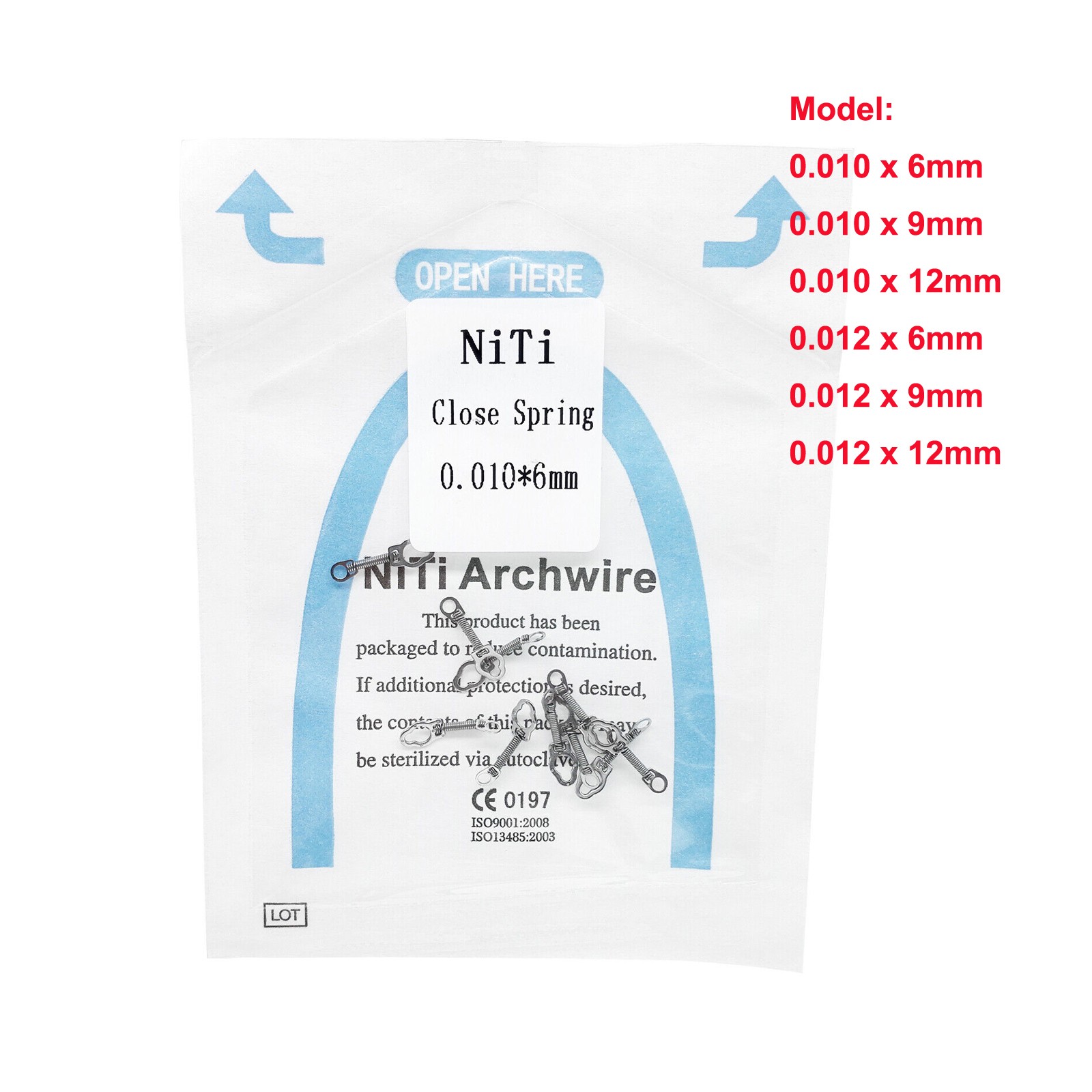 10pc Dental Orthodontic NITI Closed Coil Spring Open Brace 010″/012″ 6/9/12MM