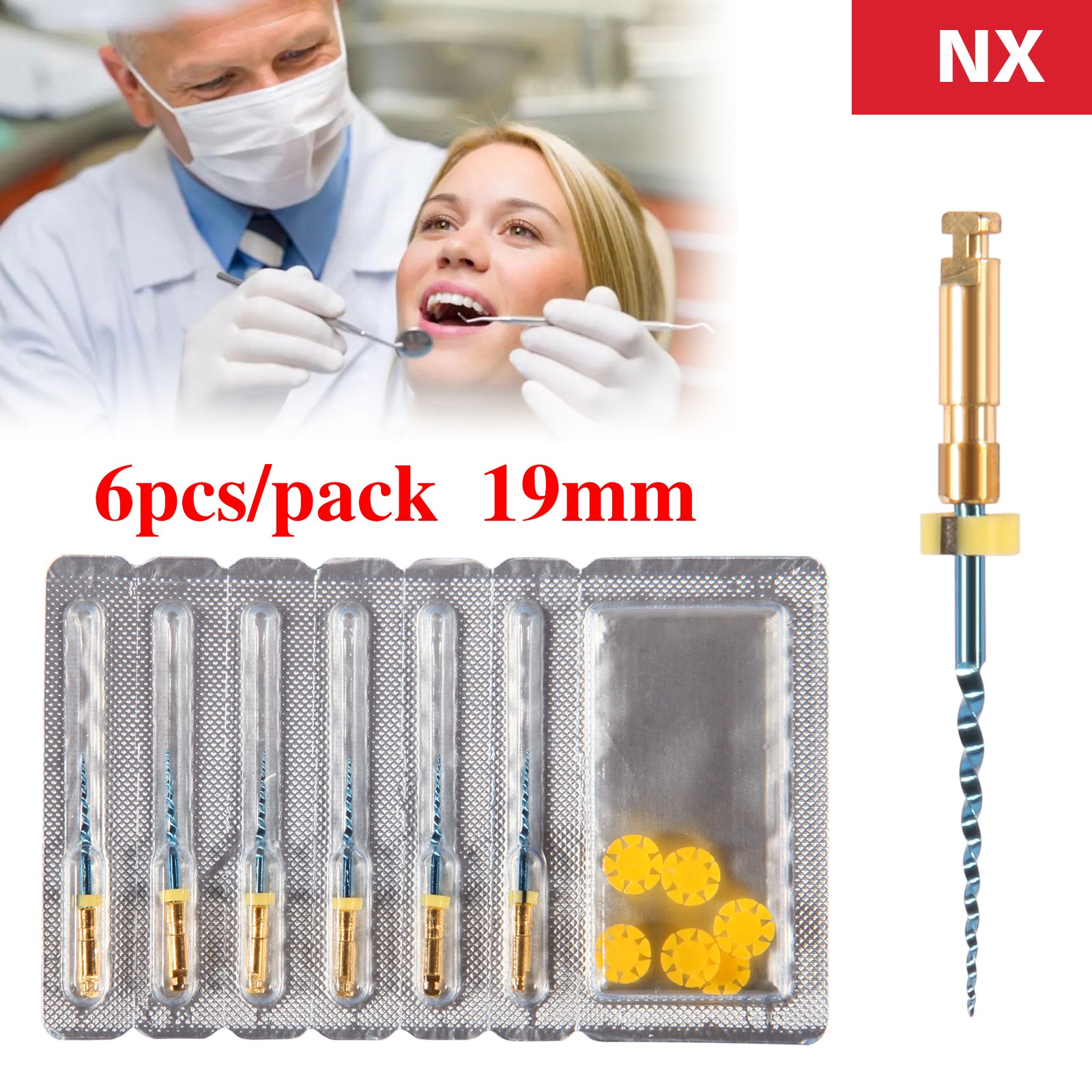 6X Dental Endodontic Rotary Files Endo Root Canal File X-Pro Taper Files 19mm NX