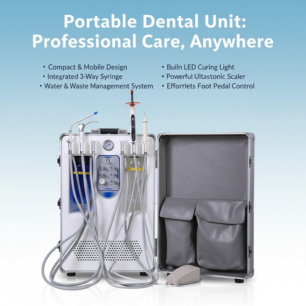 Portable Mobile Dental Delivery Unit System Suction Air Compressor Motor 4Hole